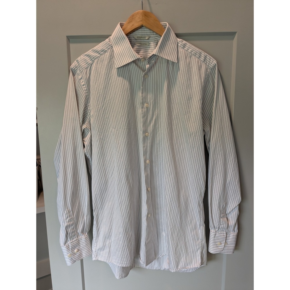 SuitSupply Mens 41/16 Striped Egyptian Cotton Button Down Long Sleeve Shirt